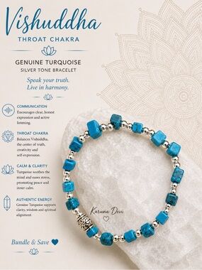 Vishuddha Genuine Turquoise Silver-Tone Bracelet - Blue